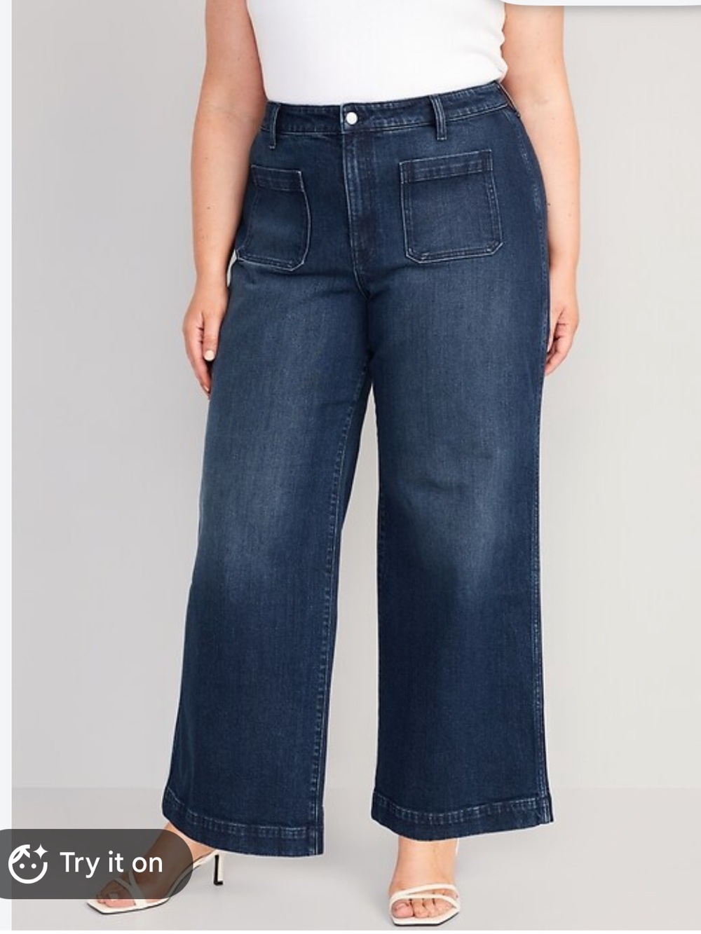 NWT Old Navy Drapey Denim Plus High-Waisted Wide-Leg Jeans